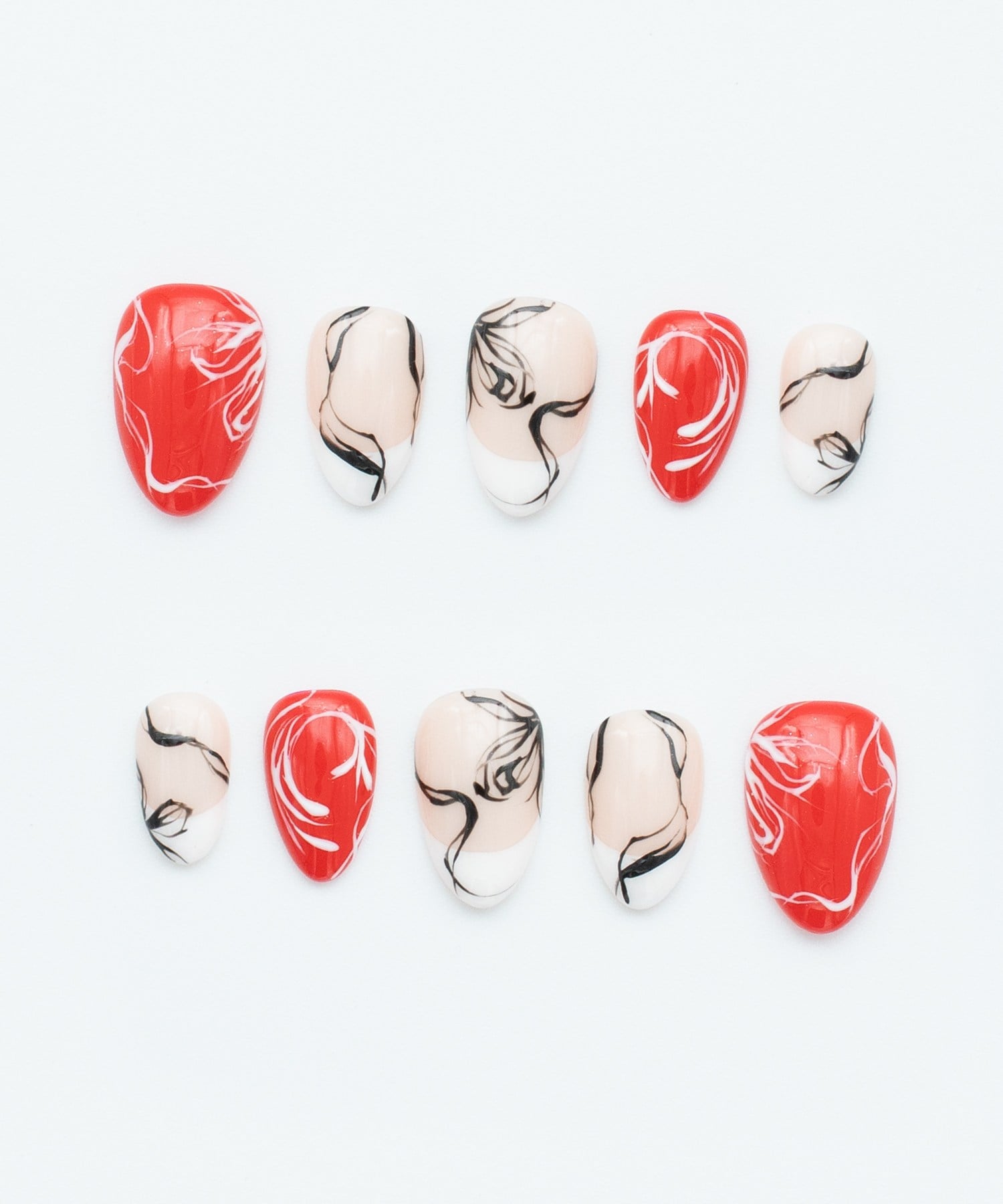 Red Impact Protez Jel Takma Tırnak - El Yapımı Kalıcı Oje Nail Art - NC224