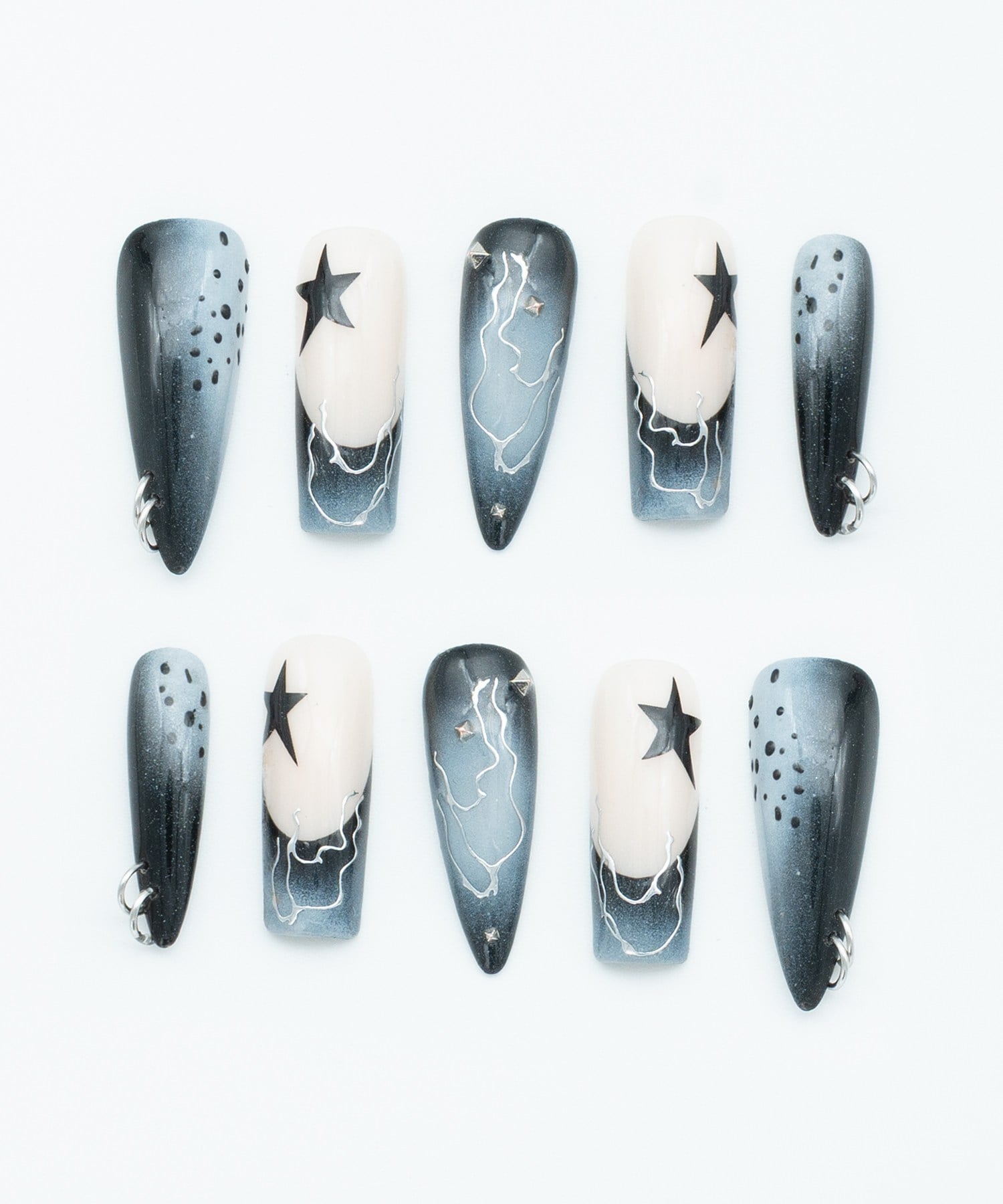 Steel Fade Protez Jel Takma  Tırnak - El Yapımı  Kalıcı Oje 3D Nail Art Ombre - NC239