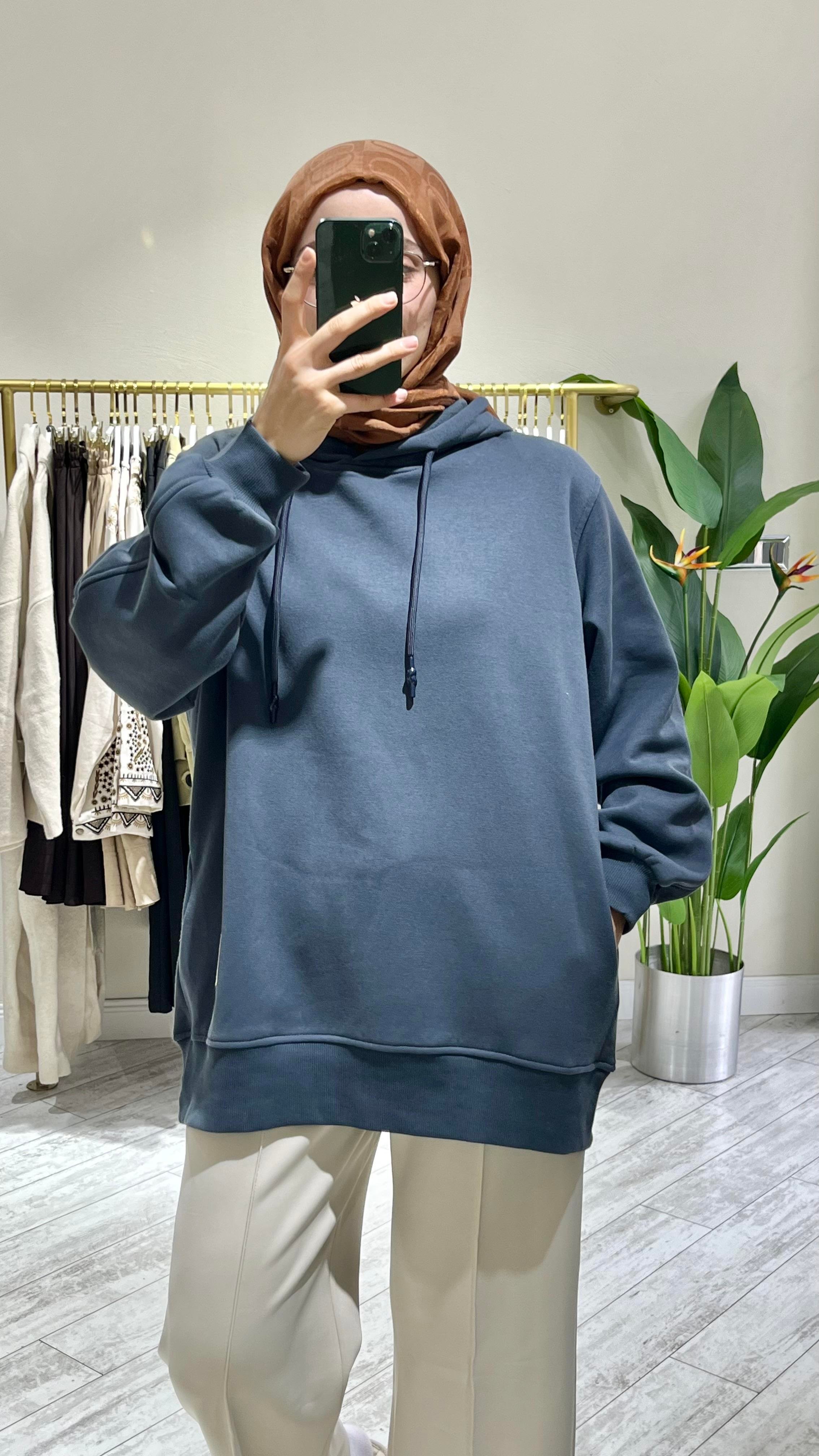 Kapüşonlu Sweat Antrasit 