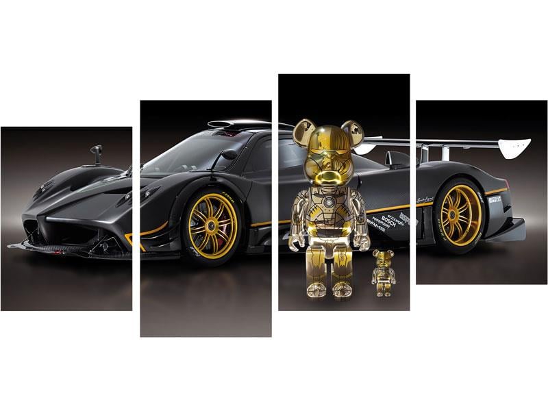 BEAR AND SPORT CAR 4'LÜ KRİSTAL TABLO 