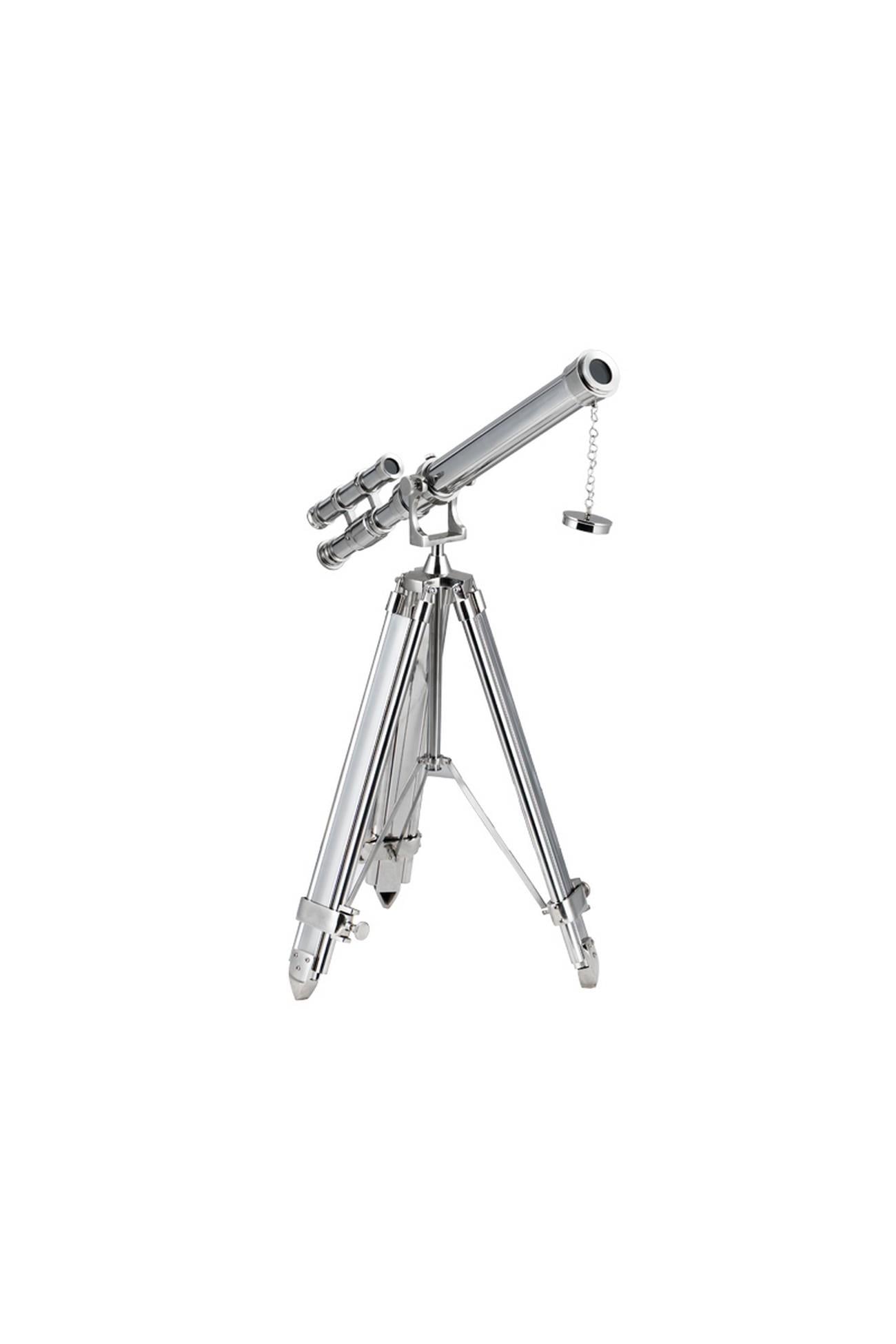 DECORATIVE FLOOR TELESCOPE ON TRIPOD (NICKEL)