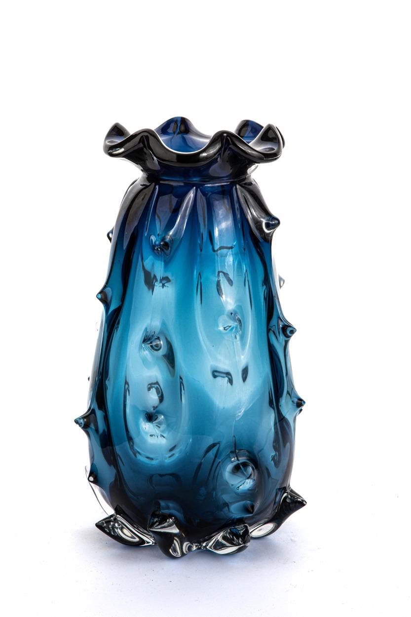 Murano Glass Spiny Blue Large