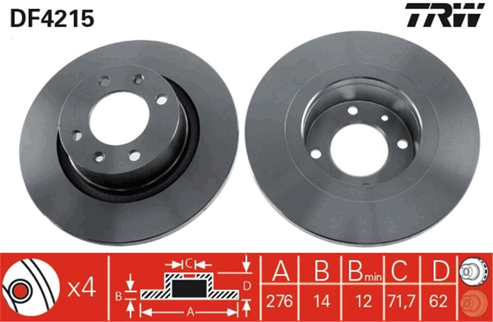 FREN DİSKİ ARKA BOYALI, 4 BİJON, 276 MM CITROEN C5 I 2.2 HDİ 01-04, 2.0 HDİ 01-04, 1.8-2.0 16V 01-04, 2.0 16V HPİ 01-04 