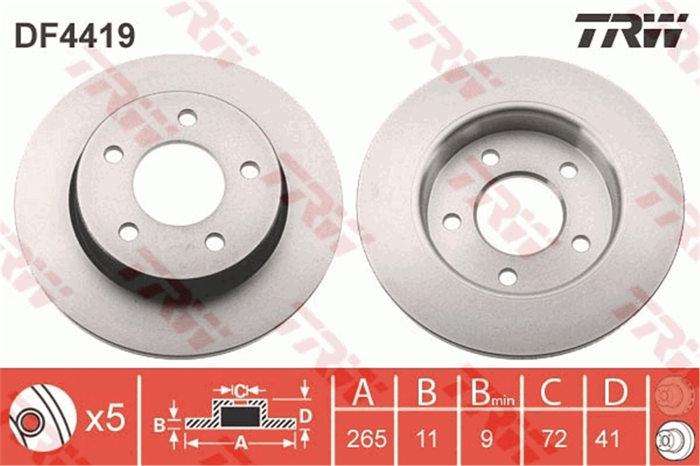 FREN DİSKİ ARKA BOYALI, 5 BİJON, 265 MM MAZDA 3 1.3-1.6-2.0 03-09, 1.6 Dİ T 04-09 