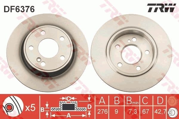 FREN DİSKİ ARKA BOYALI, 5 BİJON, 276 MM MERCEDES-BENZ A SERİSİ A 180-200-250 12-18, A 160 CDİ 13-18, A 180 CDİ 12-14, A 200 CDİ 12-18, B 180-200 11-18, B 160 CDİ 13-18, B 180 CDİ 11-18, B 200 CDİ 11-14 
