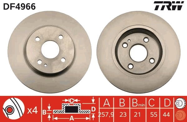 FREN DİSKİ ÖN HAVA KANALLI, BOYALI, 4 BİJON, 258 MM MAZDA 2 1.3-1.5 07-15, 1.3 MZR 10-15, 1.5 MZR 11-15, 1.4 MZR-CD 08-15 