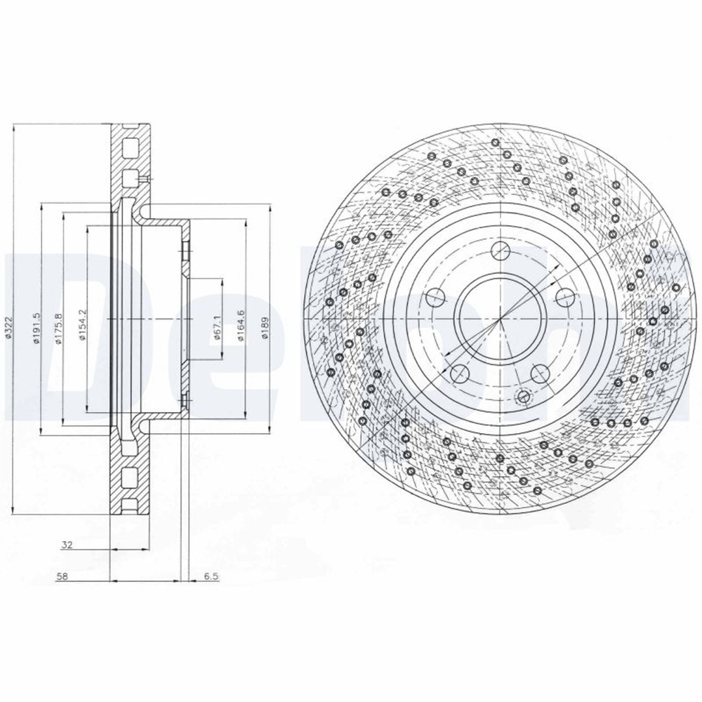 FREN DİSKİ (TEKLİ PAKET) - BOYALI, DELİKLİ ÖN MERCEDES C280, C320, C350, E200, E200CGI, E220, E250, E300, E350, E400 04/2007 > 