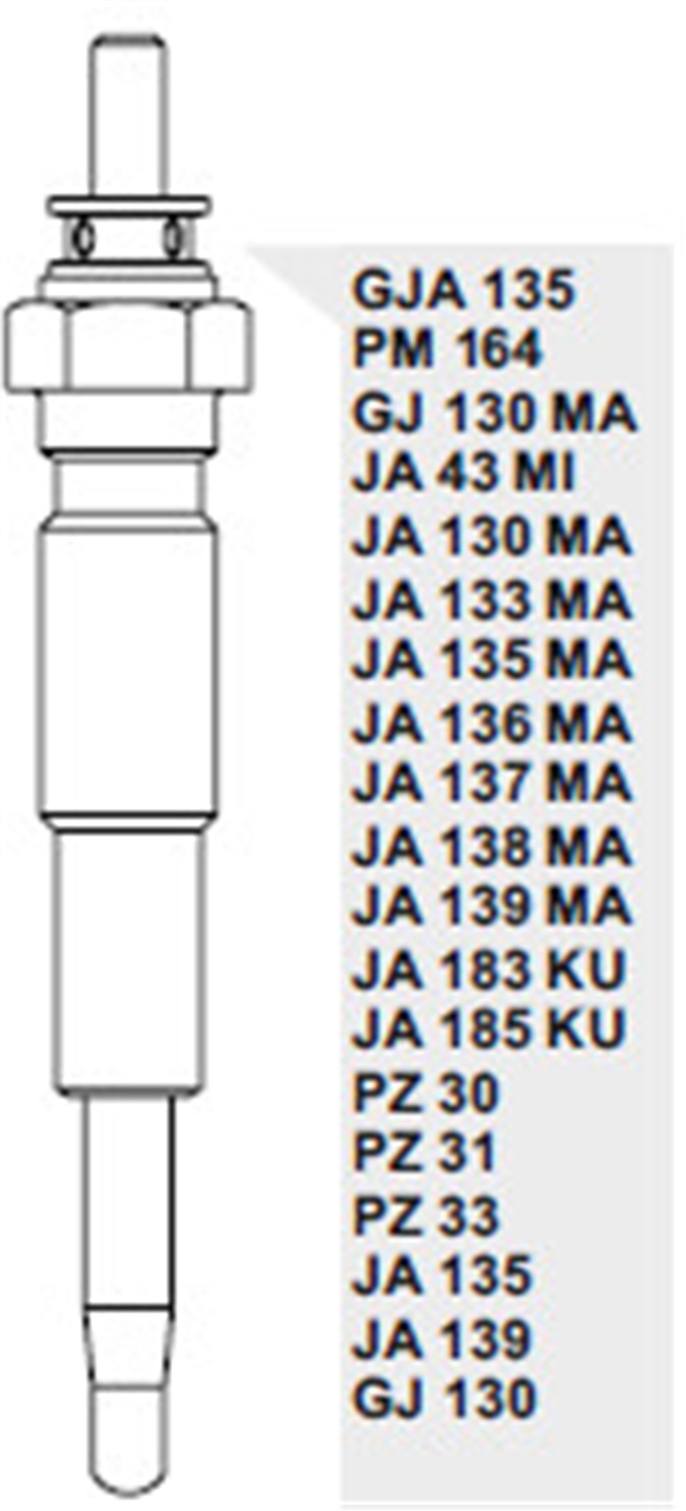 KIZDIRMA BUJİSİ 12V JA135 KIA - MAZDA - NISSAN FORD RANGER YENİ MODEL 