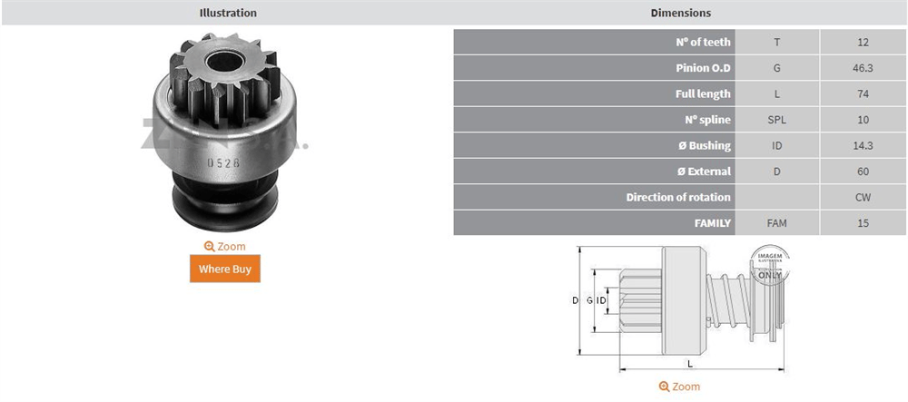 MARŞ DİŞLİSİ 12 DİŞ FORD FT80 - FT100 - FT120 - FT130 - FT160 - FT190 - TRANSIT 2.5 D - TD 