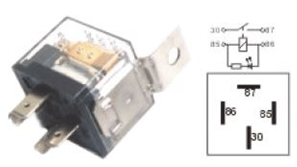 ROLE ŞEFFAF LEDLI 12V 4 PIN TEK VR4500 