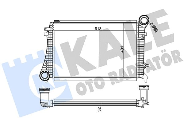 TURBO RADYATÖRÜ (INTERCOOLER) AL/PL/BRZ AUDI A3 VOLKSWAGEN CADDY III, GOLF, JETTA, SKODA OCTAVIA, SUPERB, SEAT TOLEDO (615X406.6X32) 