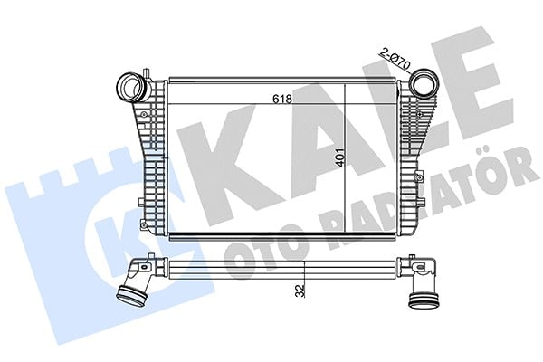 TURBO RADYATÖRÜ (INTERCOOLER) AL/PL/BRZ VOLKSWAGEN CADDY , GOLF V , JETTA , AUDI A3, SEAT LEON, SKODA OCTAVIA, 1.8-2.0 TFSI 1.9-2.0 TDI 615X406.6X32MM 
