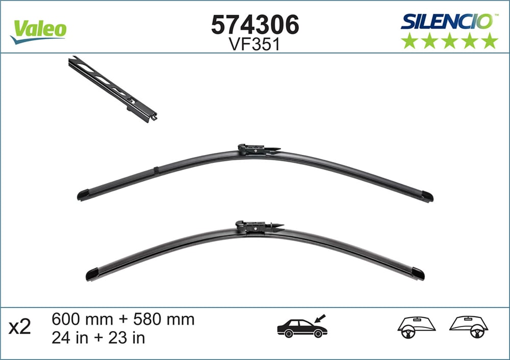 VALEO SİLENCİO X-TRM FLAT BLADE VM351 (X2) (600+580 MM) BMW 5 (E60) 
