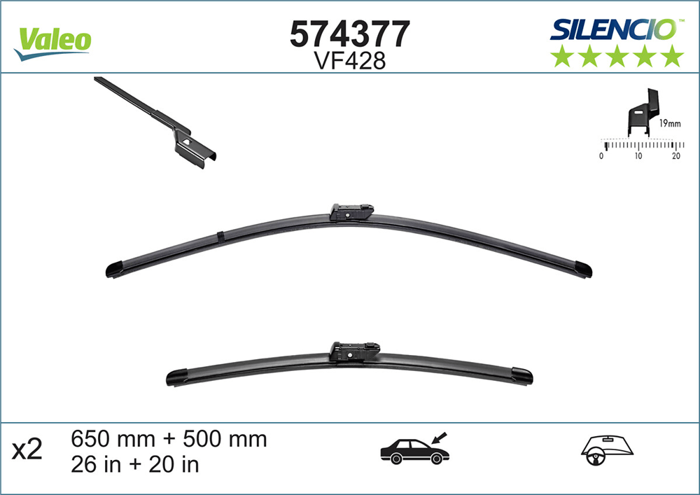 VALEO SİLENCİO X-TRM FLAT BLADE VM428 (X2) (650+500 MM) VOLVO C30/ S40 / V50 / S80 