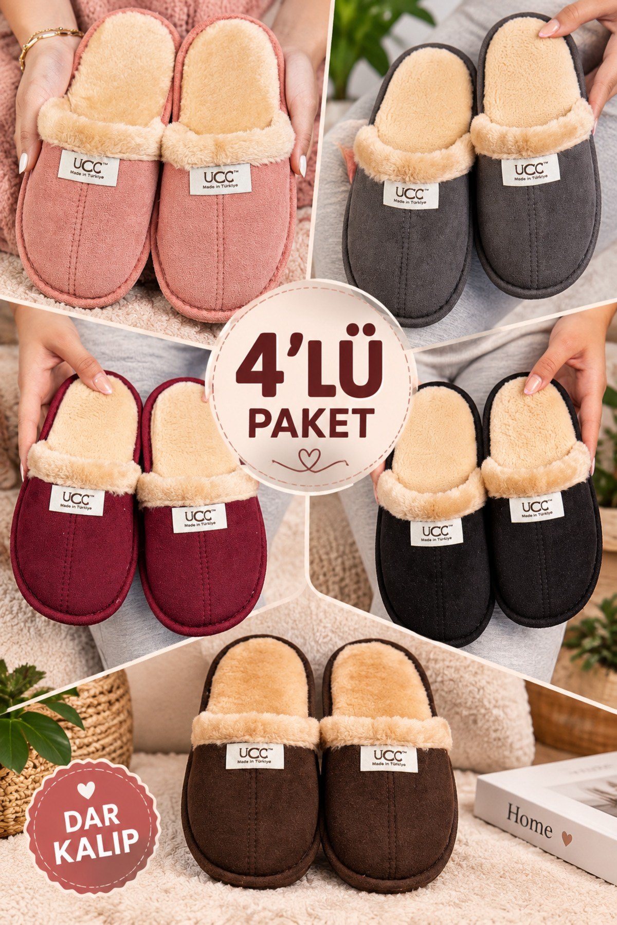 4'LÜ Unisex Misafir Bohça Balkon Çeyiz Ev Terliği