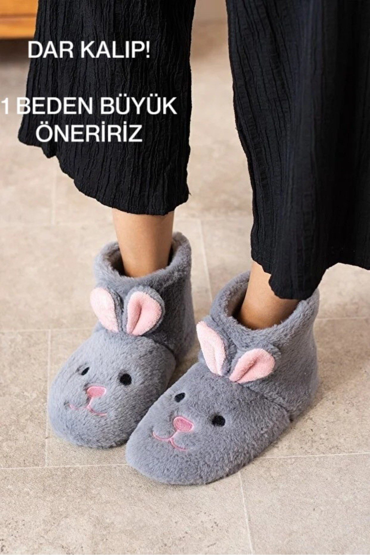 Günlük Kadın Tavşan Figürlü Panduf Ev Botu