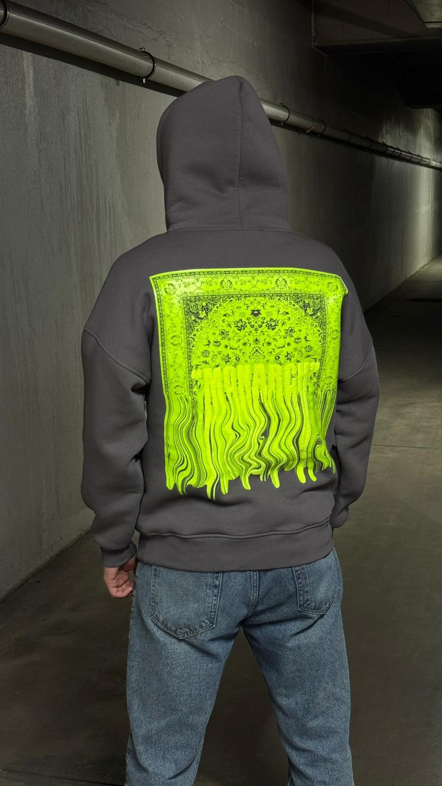 Neon Baskı Oversize Unisex Hoodie 