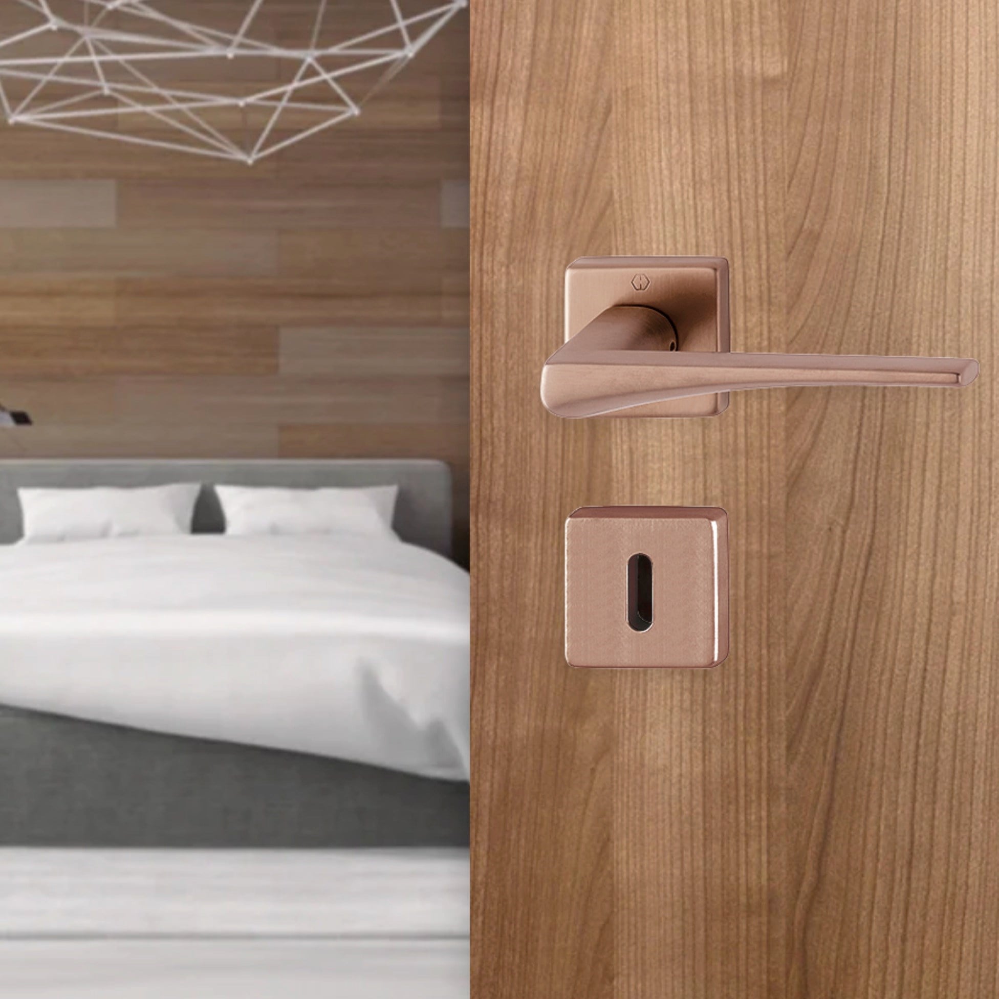 Hoppe Canberra Kapı Kolu Seti Barelli Tipi Bakır Renkli