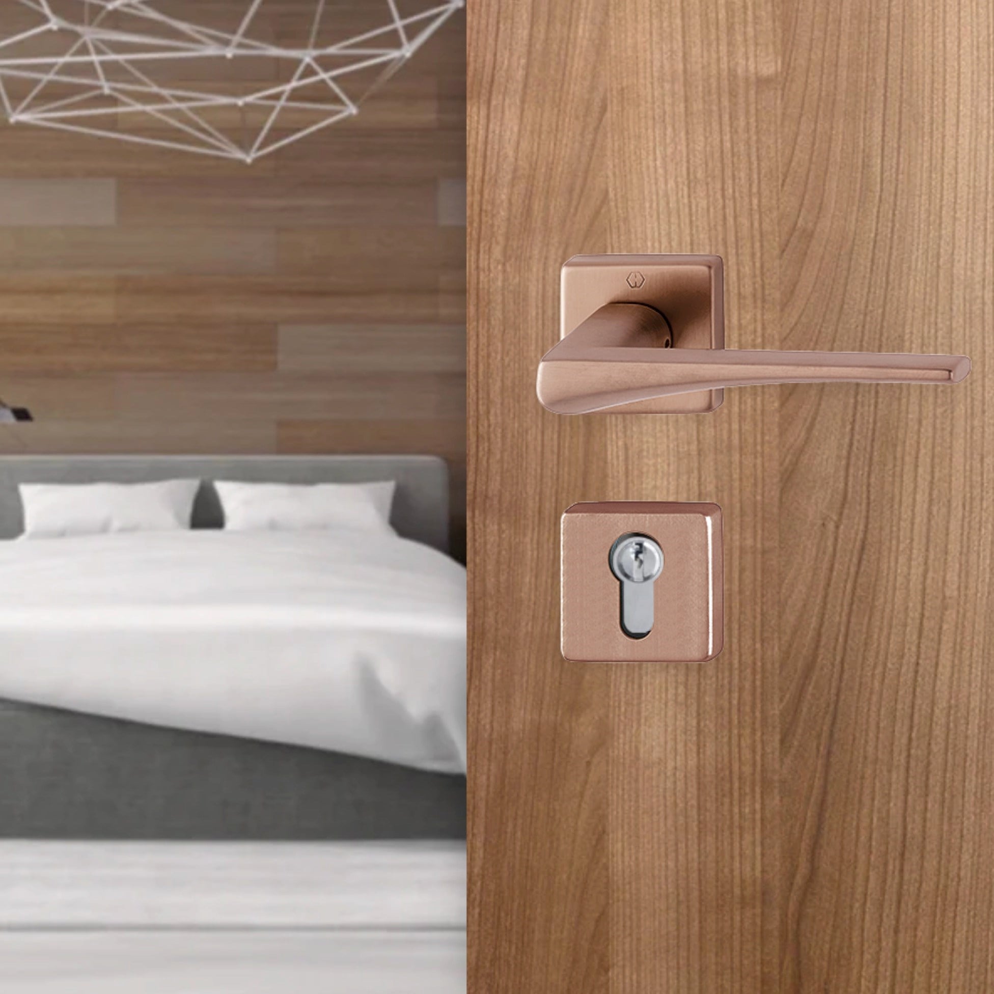 Hoppe Canberra Kapı Kolu Seti Barelli Tipi Bakır Renkli