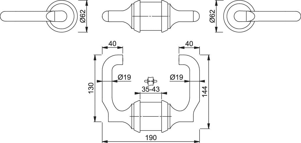 Hoppe HCS Paris Kapı Kol Seti Çerçeveli Cam Kanat Siyah Renkli  Anahtar Anahtar