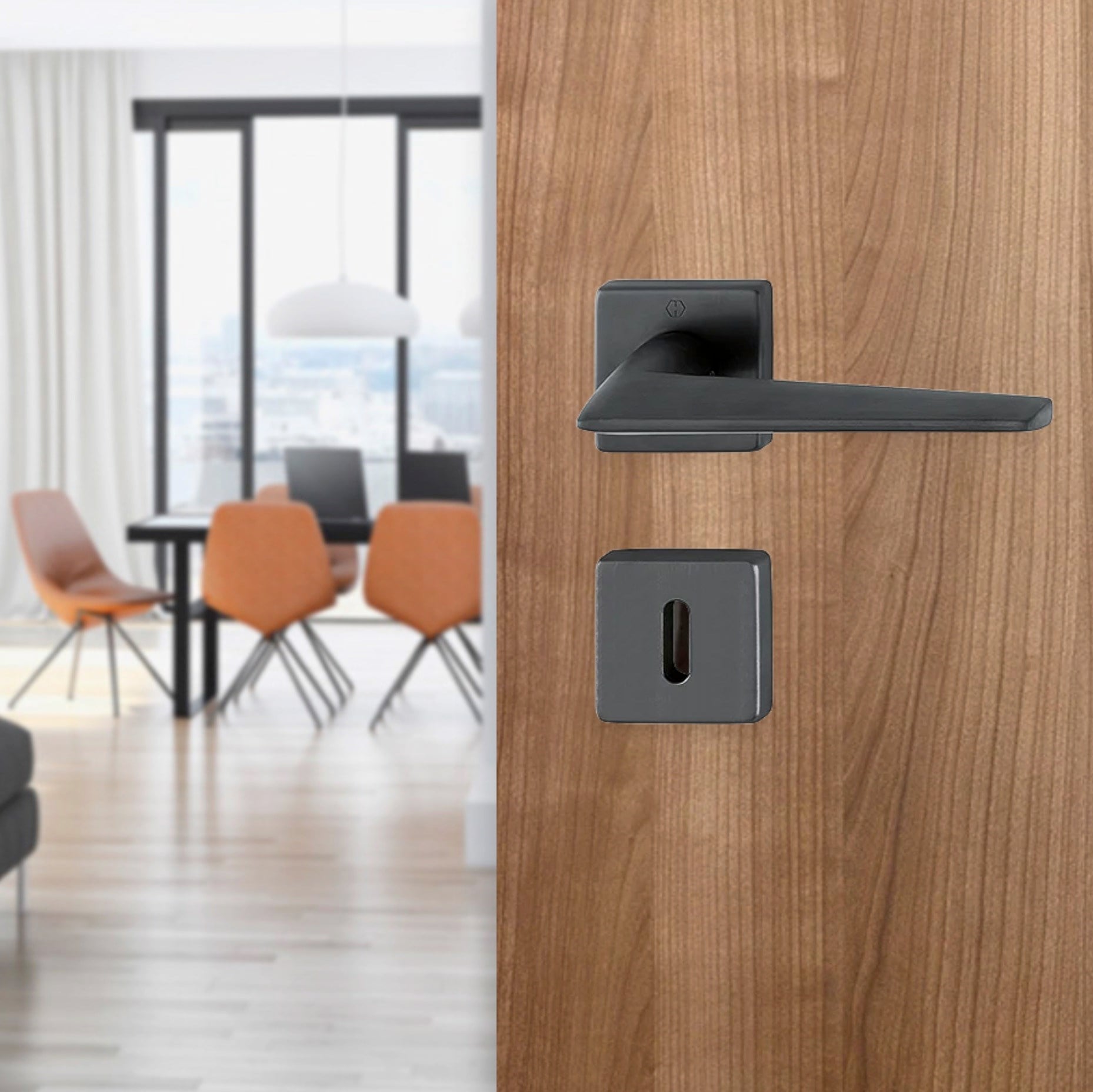 Hoppe Macau Kapı Kolu Seti Oda Tipi Siyah Renkli