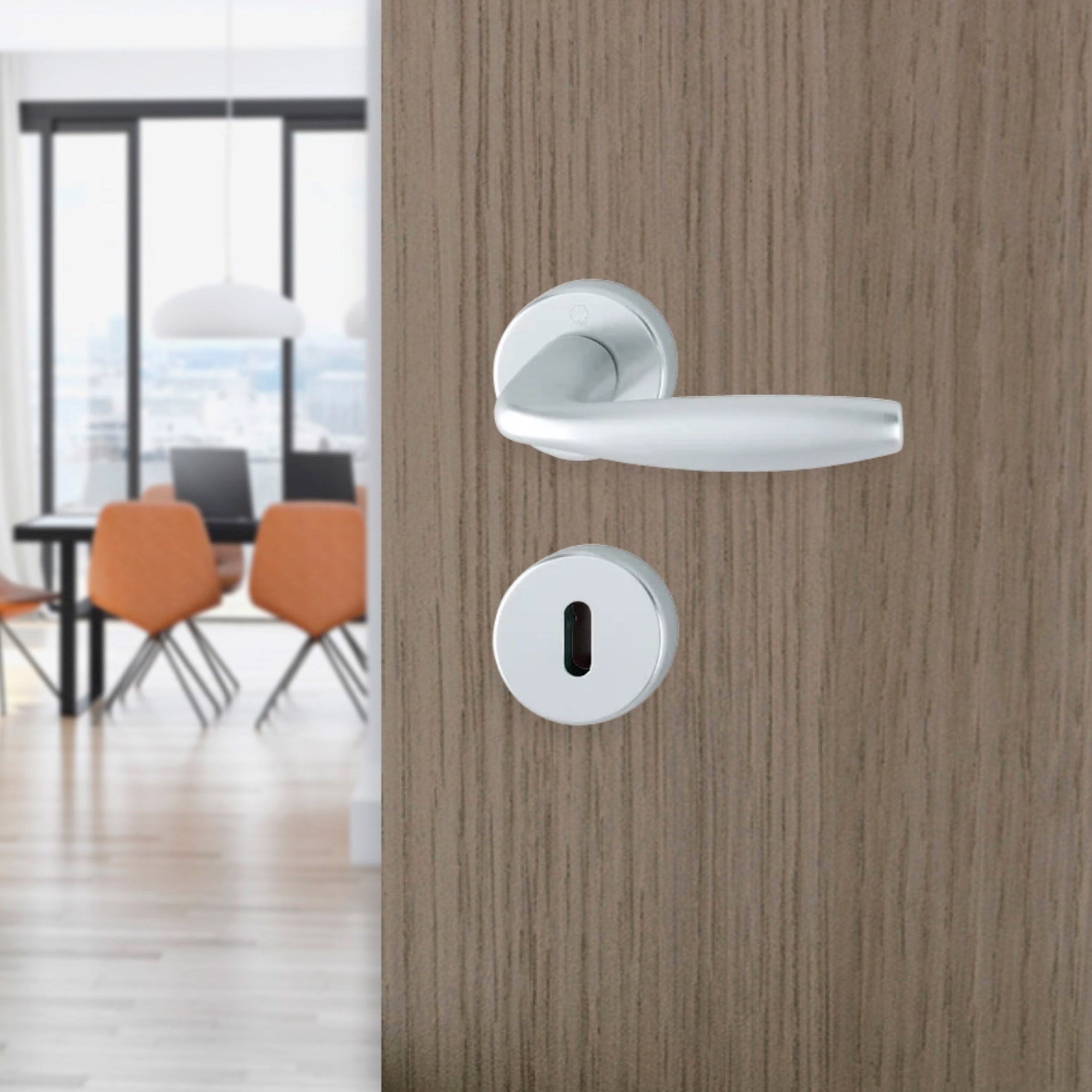 Hoppe New York Kapı Kolu Seti Barelli Tipi Gümüş Renkli