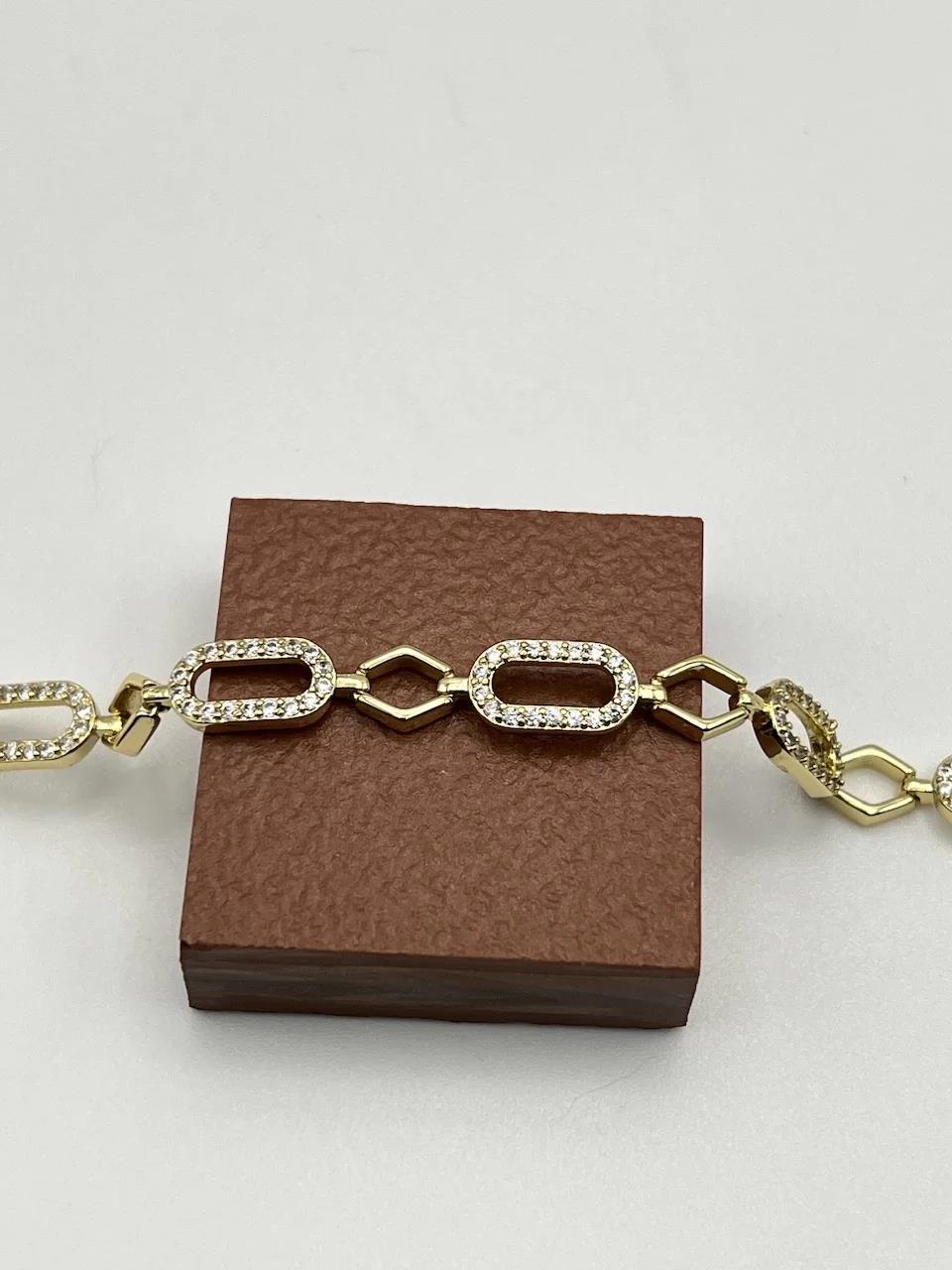 14K Gold Ataç Model Taşlı Bileklik 17+2cm