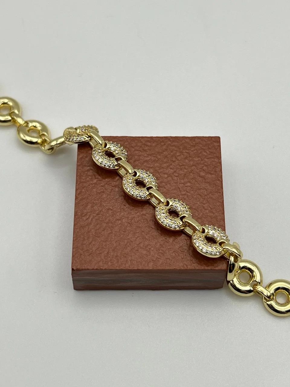 14K Gold Halka Taşlı VİP Bileklik