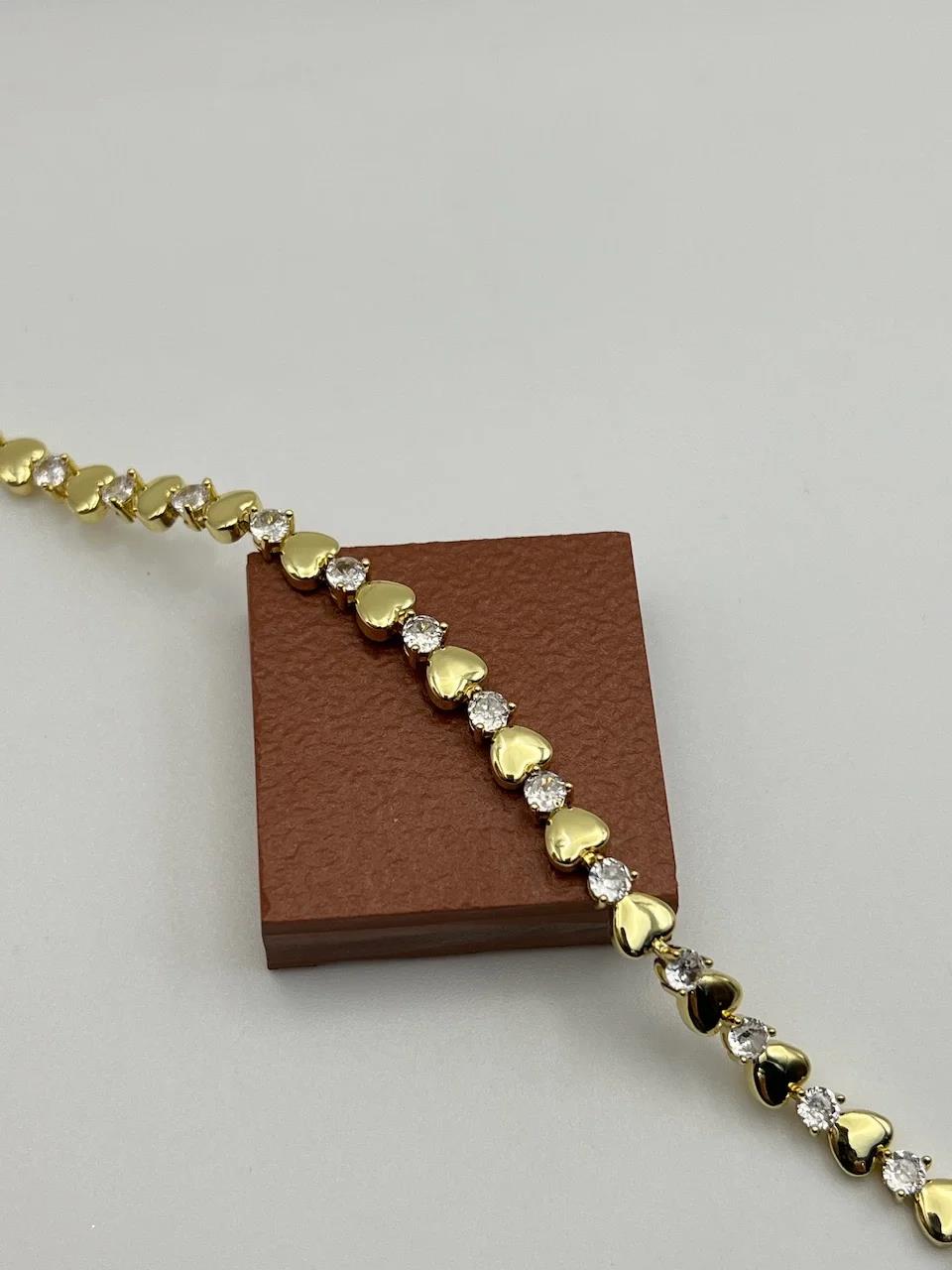 14K Gold Kalpli Taşlı Vip Bileklik 17+2cm