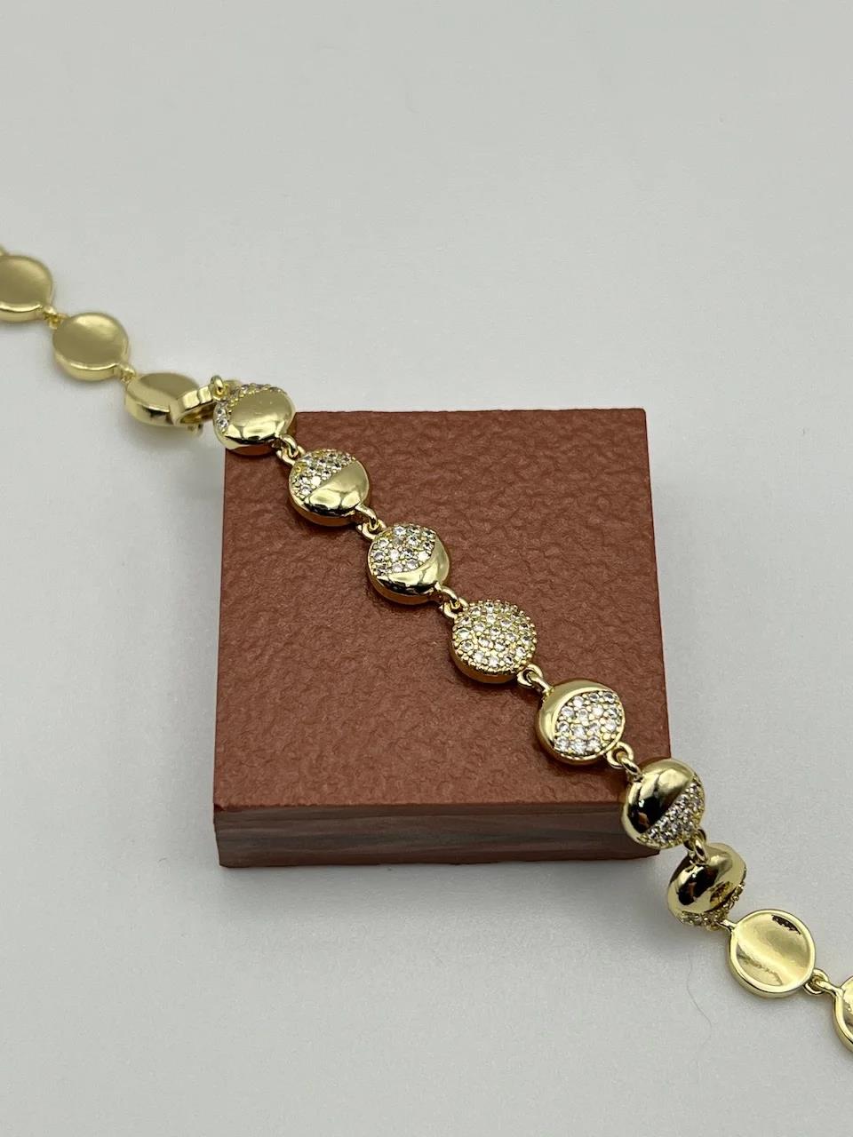 14K Gold Yuvarlak Plaka Vip Bileklik CM