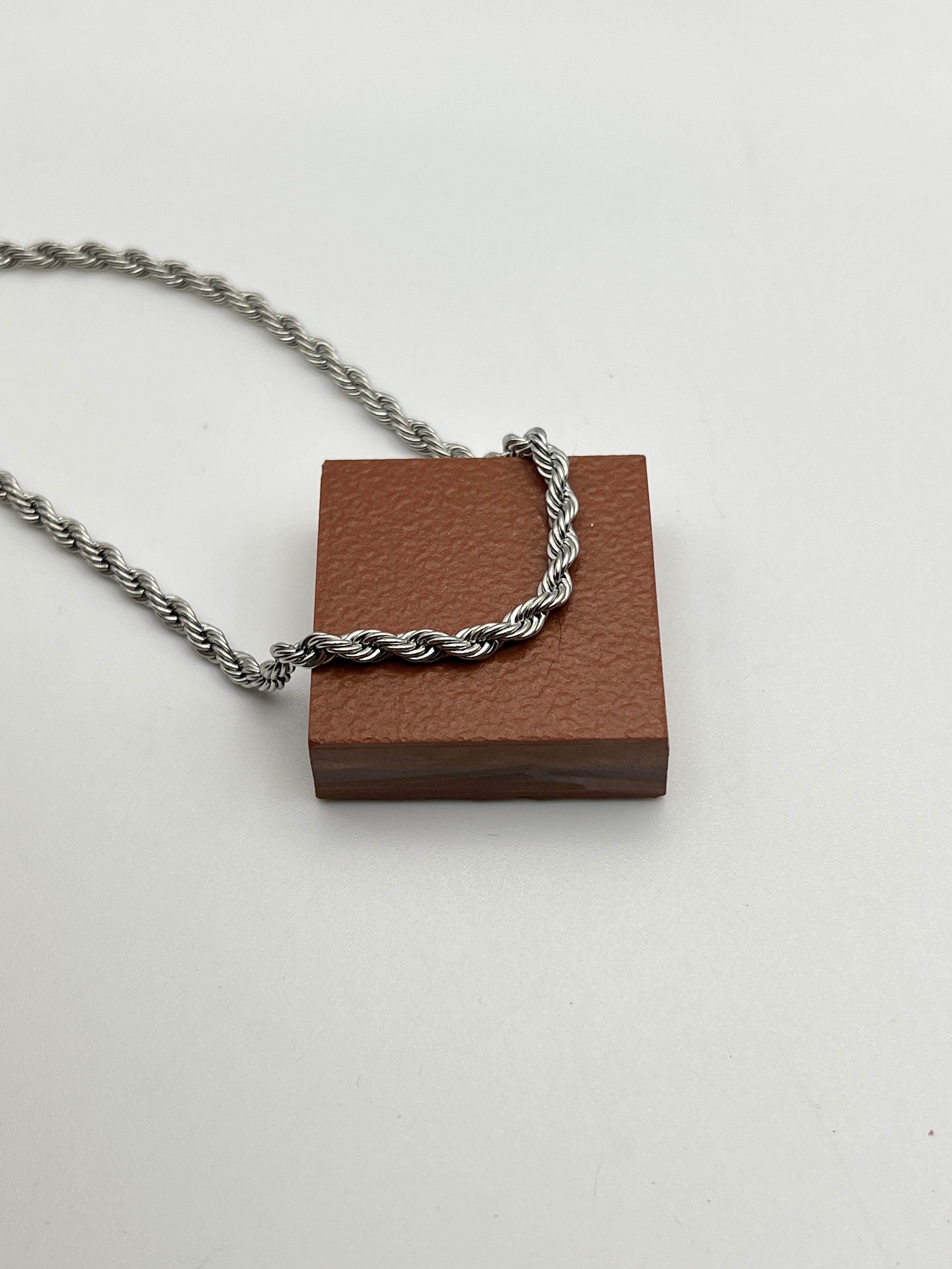 3mm Burgu Çelik Kolye 45+5cm Gümüş