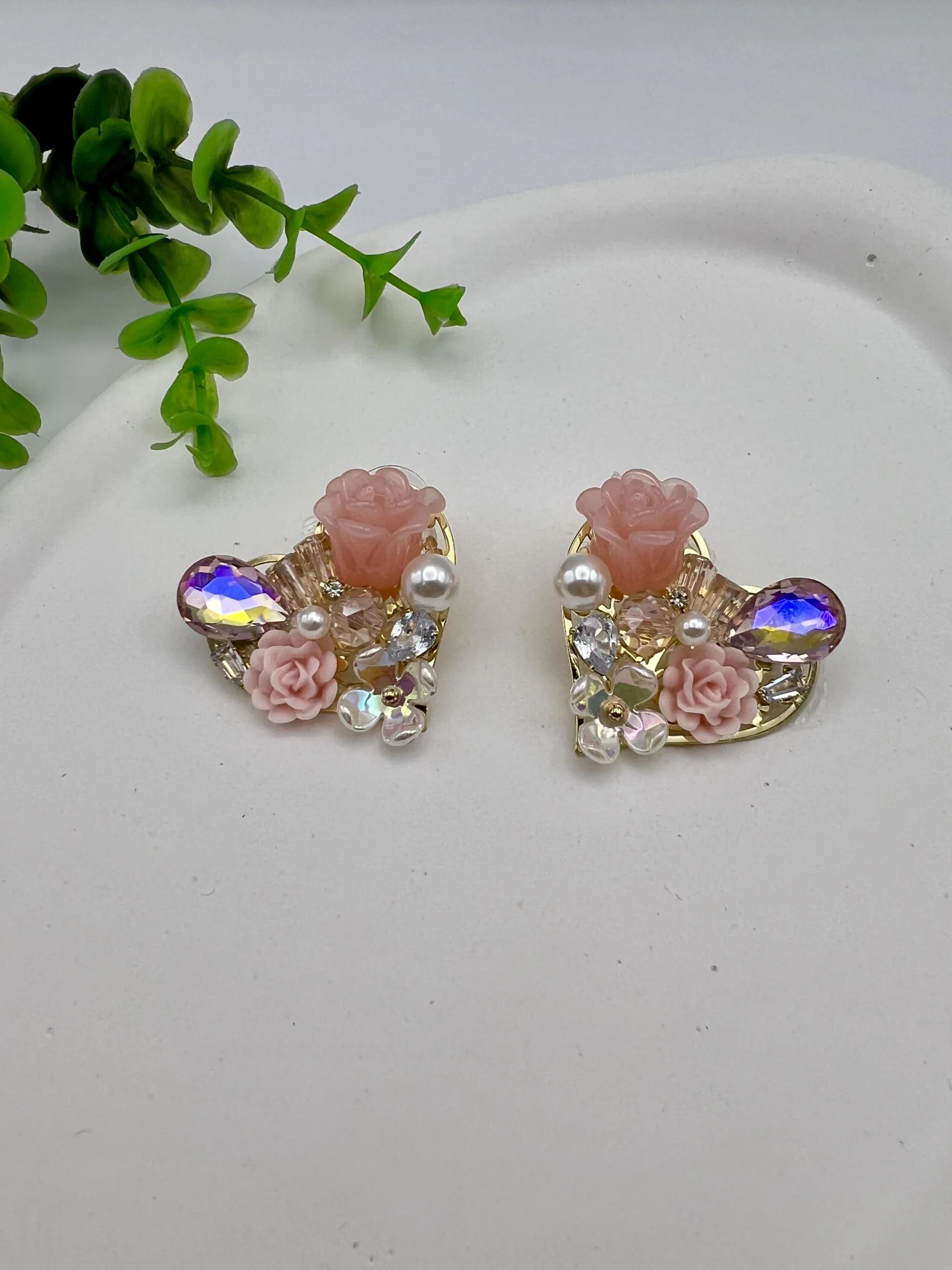 Çiçek Bahçesi Tasarım Küpe (pembe)