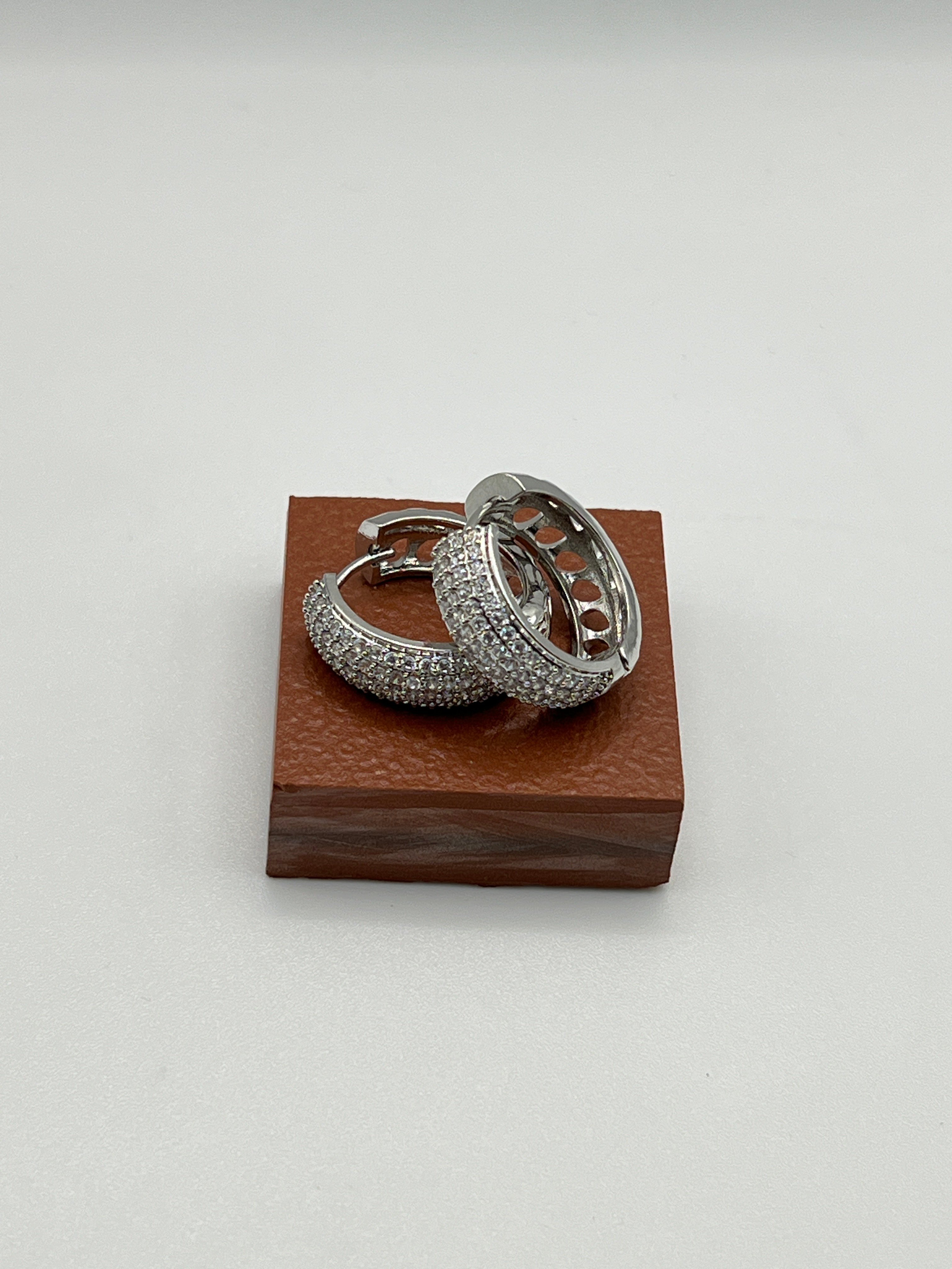 Kristal Taşlı Halka Küpe (silver)