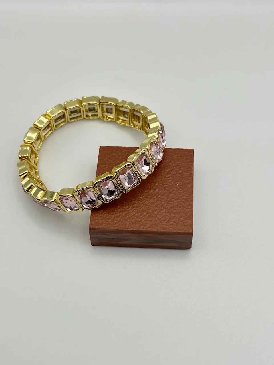 Lastikli Kristal Taşlı Bileklik (pembe)