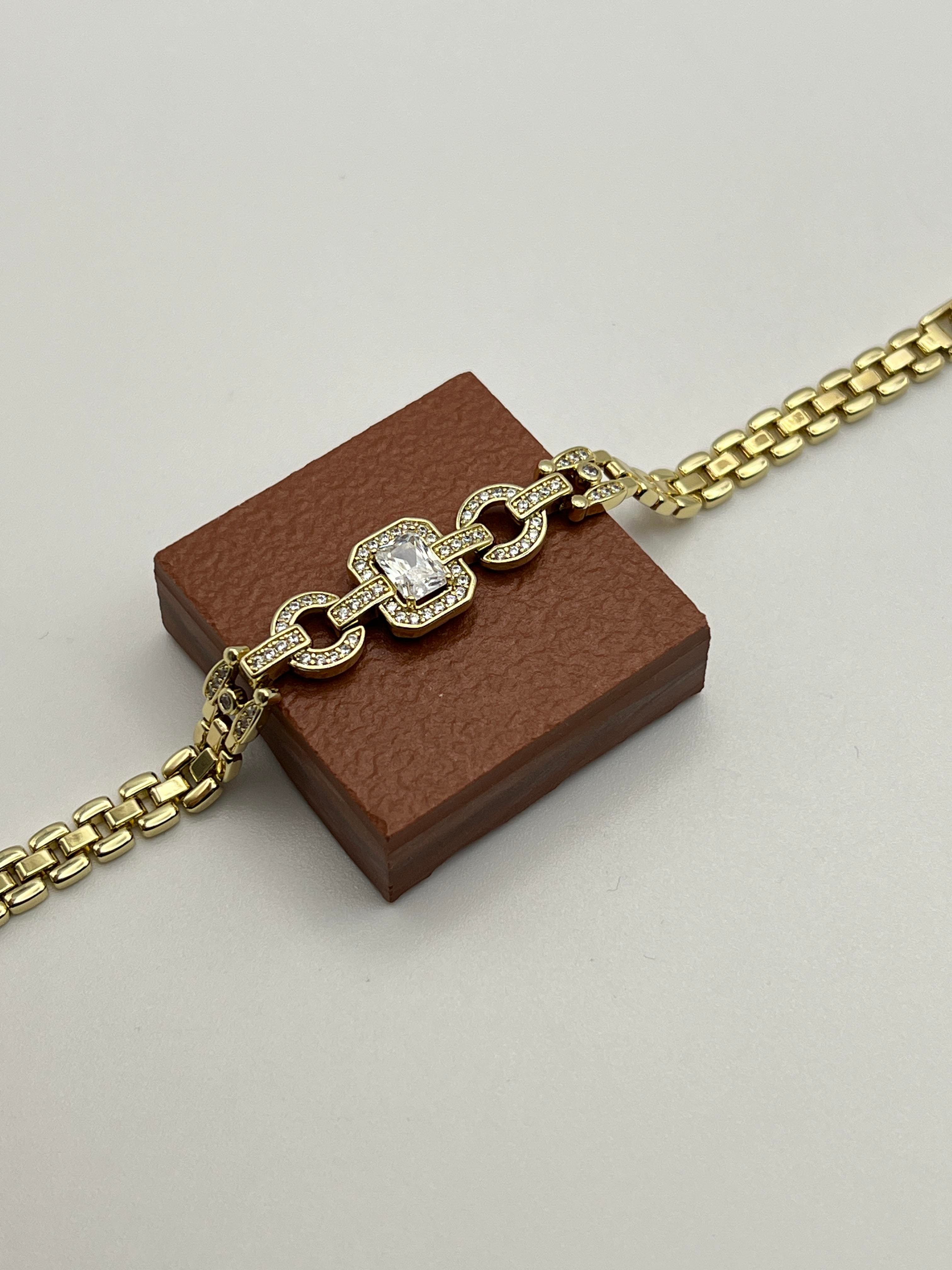 Xuping 14K Gold Baget Taşlı  Vip Bileklik (17+2)