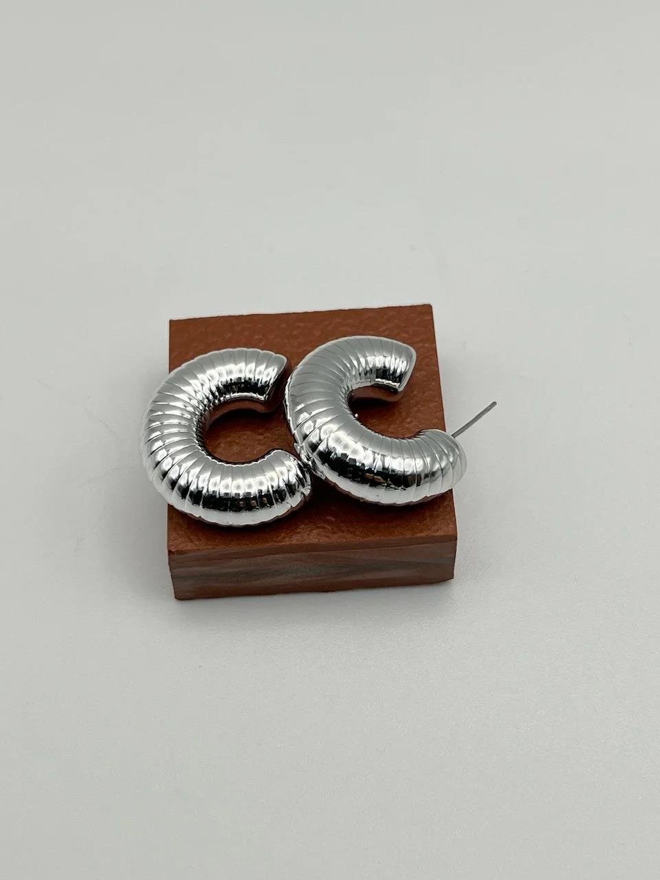 Yarım Halka Silver Küpe 3cm