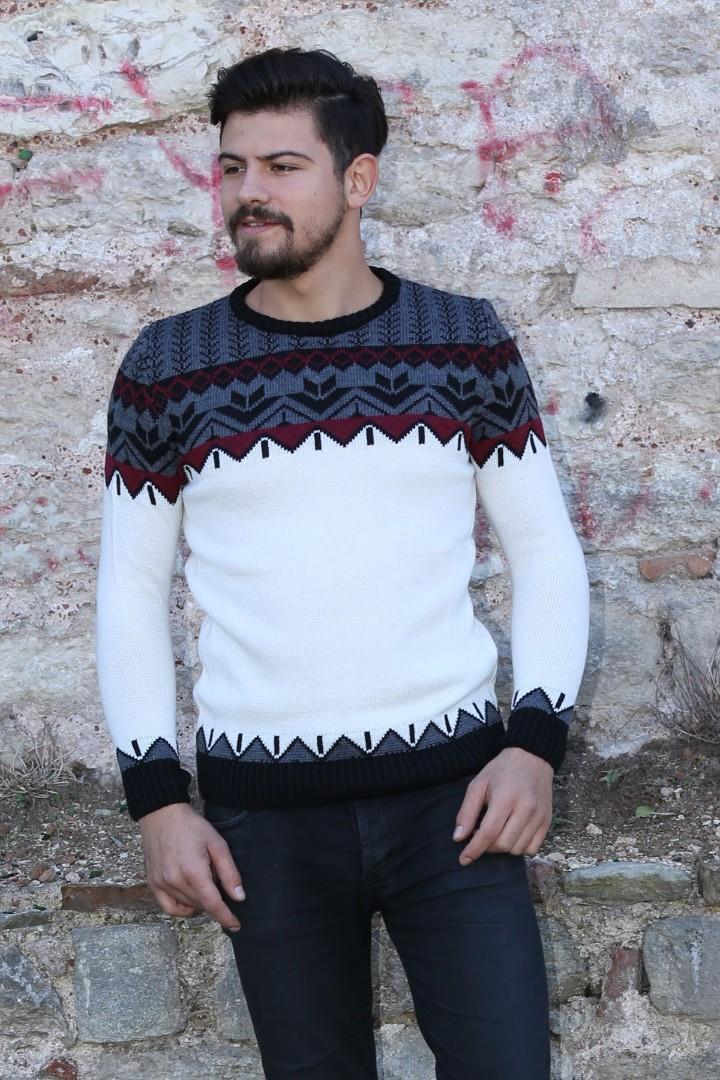 Desenli Kalın Kışlık Erkek Günlük Triko Kazak