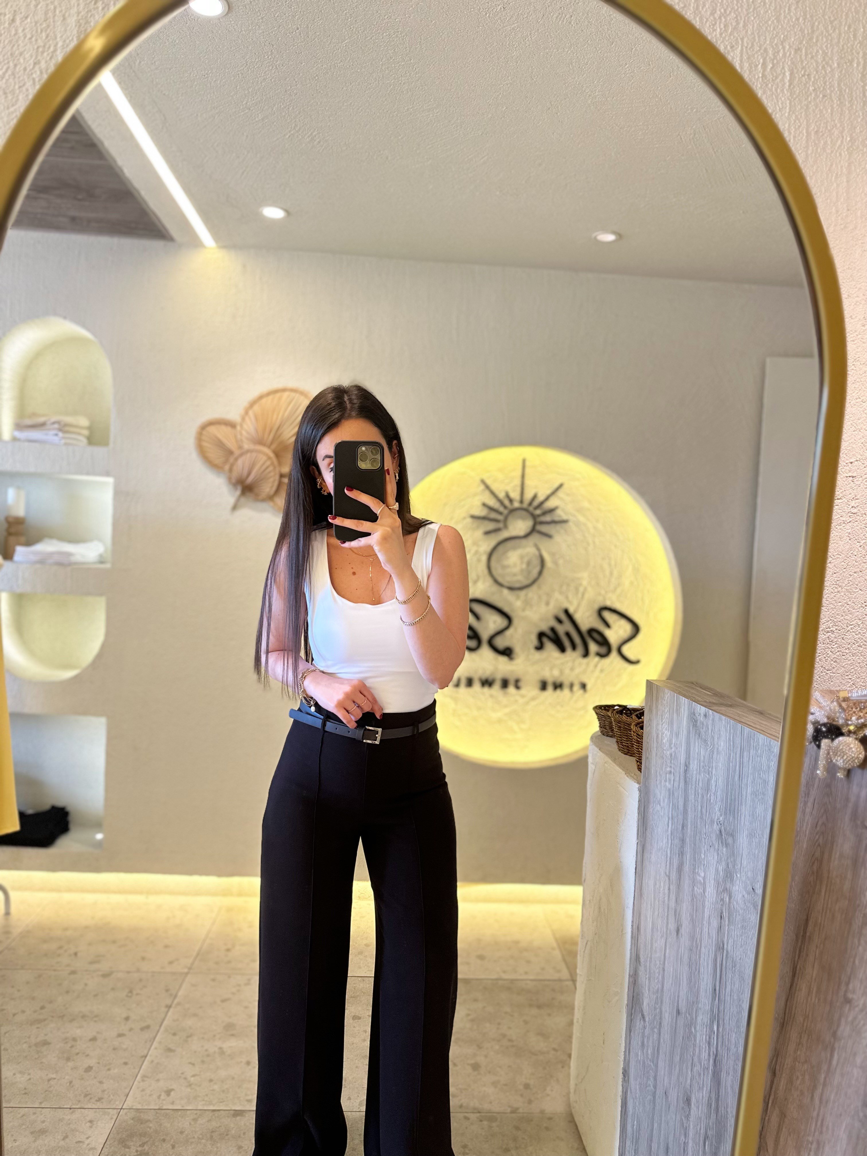 Dikiş Detaylı Kemerli Pantolon