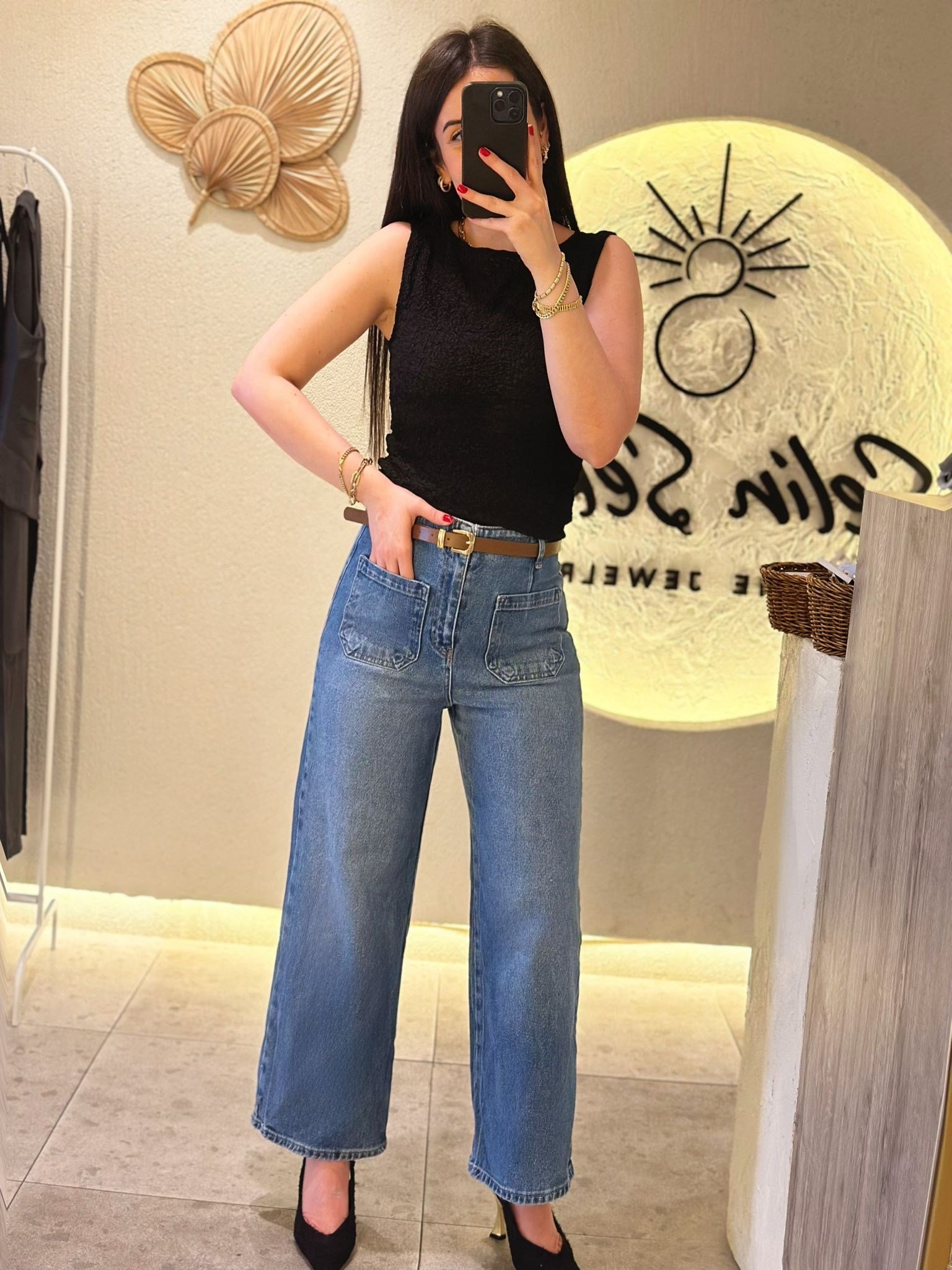 Kahve Kemerli Kot Jean