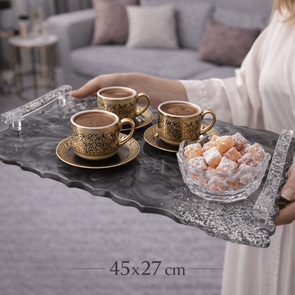 Luxury Dark - Büyük Tepsi - Antrasit