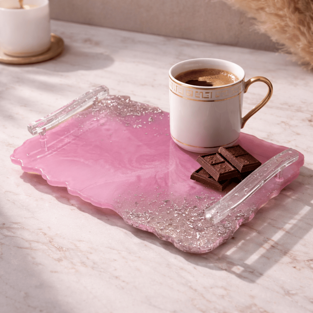 Pink Stream Tray - Küçük Tepsi - Pembe