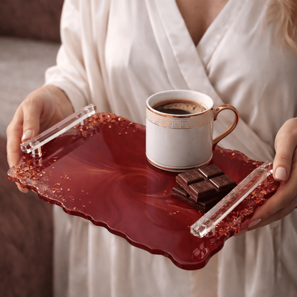 Red Stream - Küçük Tepsi - Bordo (35x21 cm)