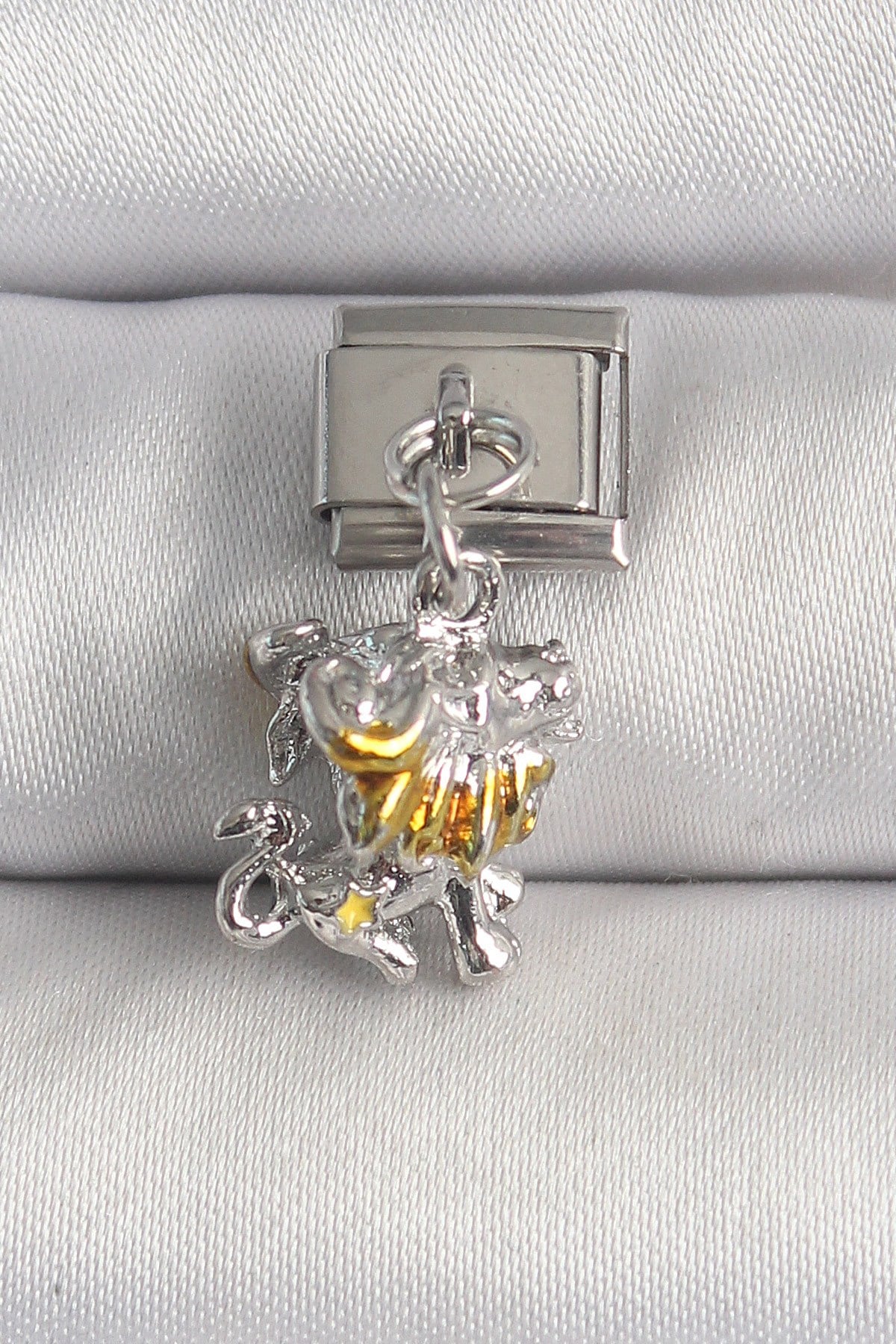 316L Çelik Gümüş Renk Sallantı Aslan Model Nomination Charm