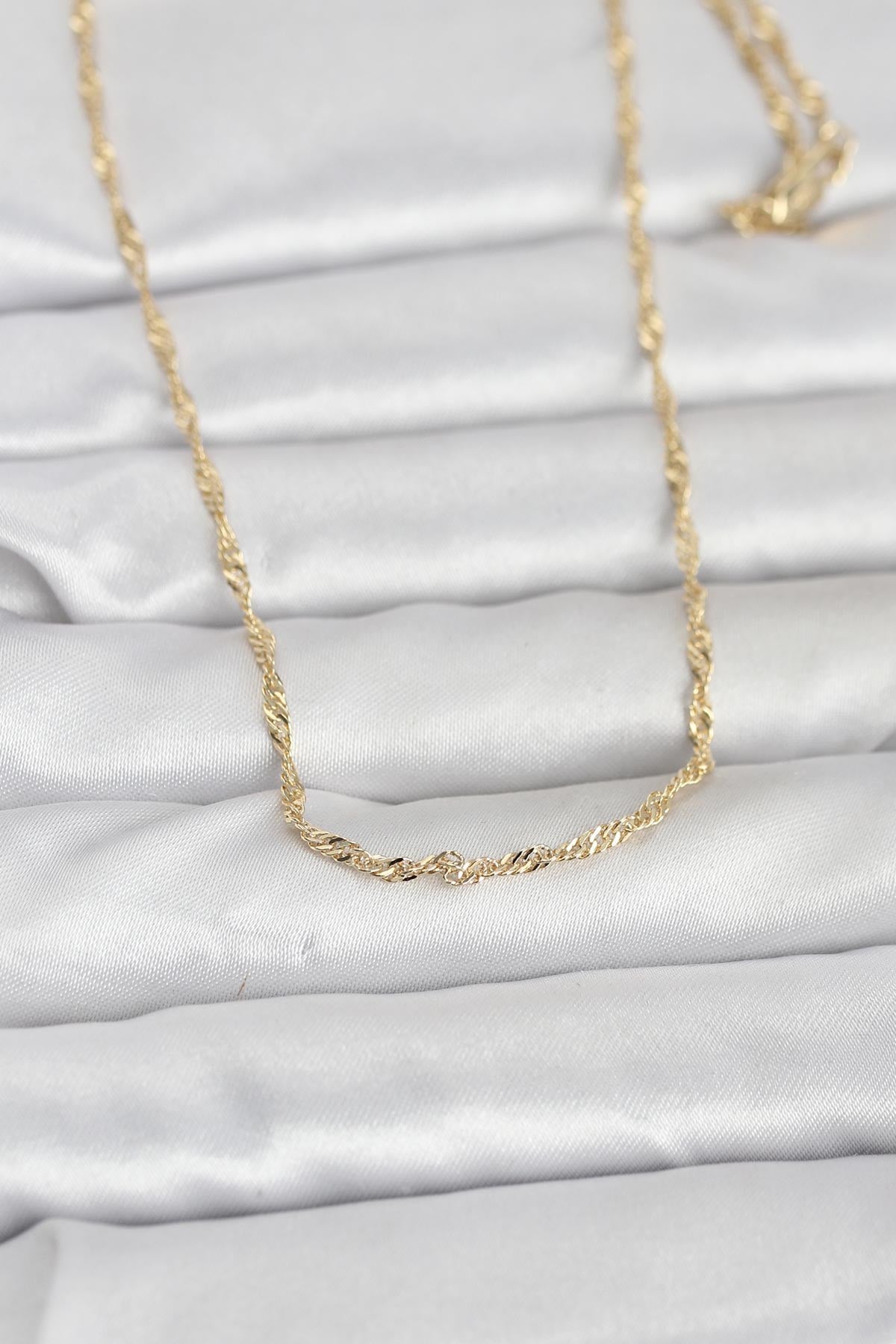 CM 14K Gold Renk Burgu Zincirli 60 cm Kadın Kolye
