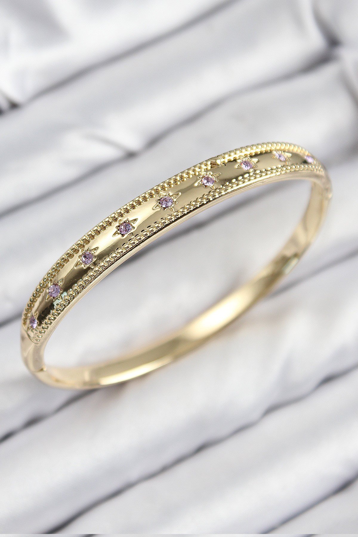 Pirinç Zirkon Taşlı Kutup Yıldızı Model Gold Renk Kadın Kelepçe