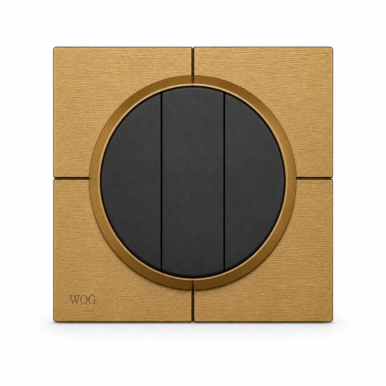 OVİVO WOG Nirvana Antik Gold Üçlü Anahtar (Metalik Siyah Düğmeli) - Çerçeve Dahil
