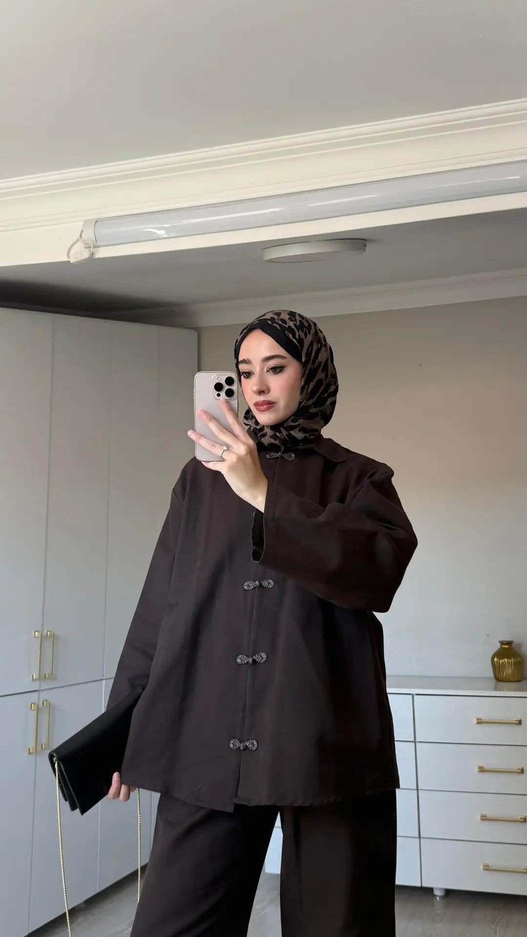 Kadın Premium Düğüm Düğme Detay Pantolon Takım M62812 - Kahverengi