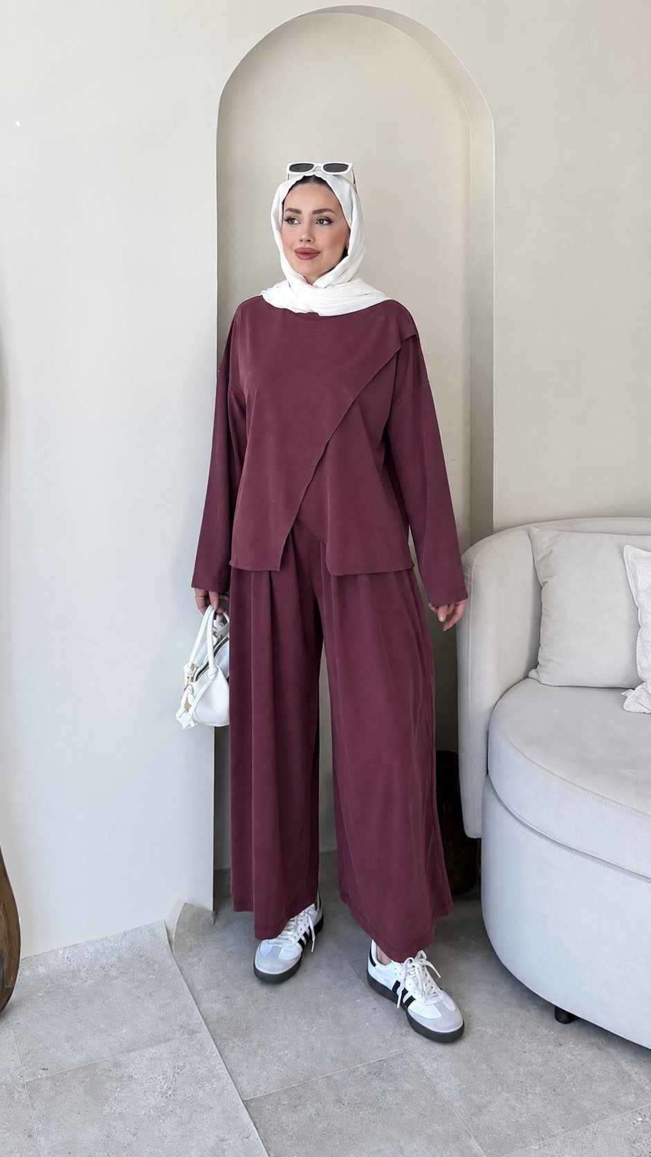 Kadın Simetrik Pantolonlu Takım M2633 - Mürdüm