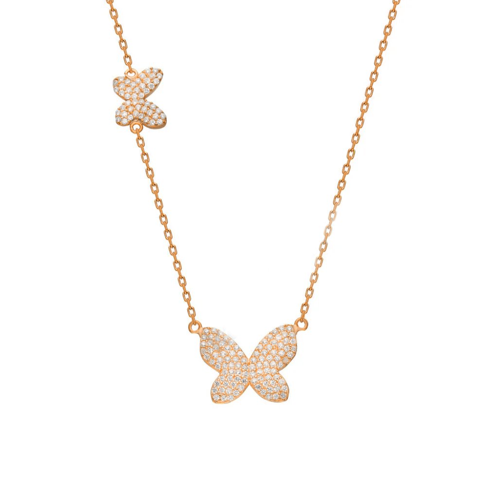 İkili Kelebek Kolye 718011 Rose