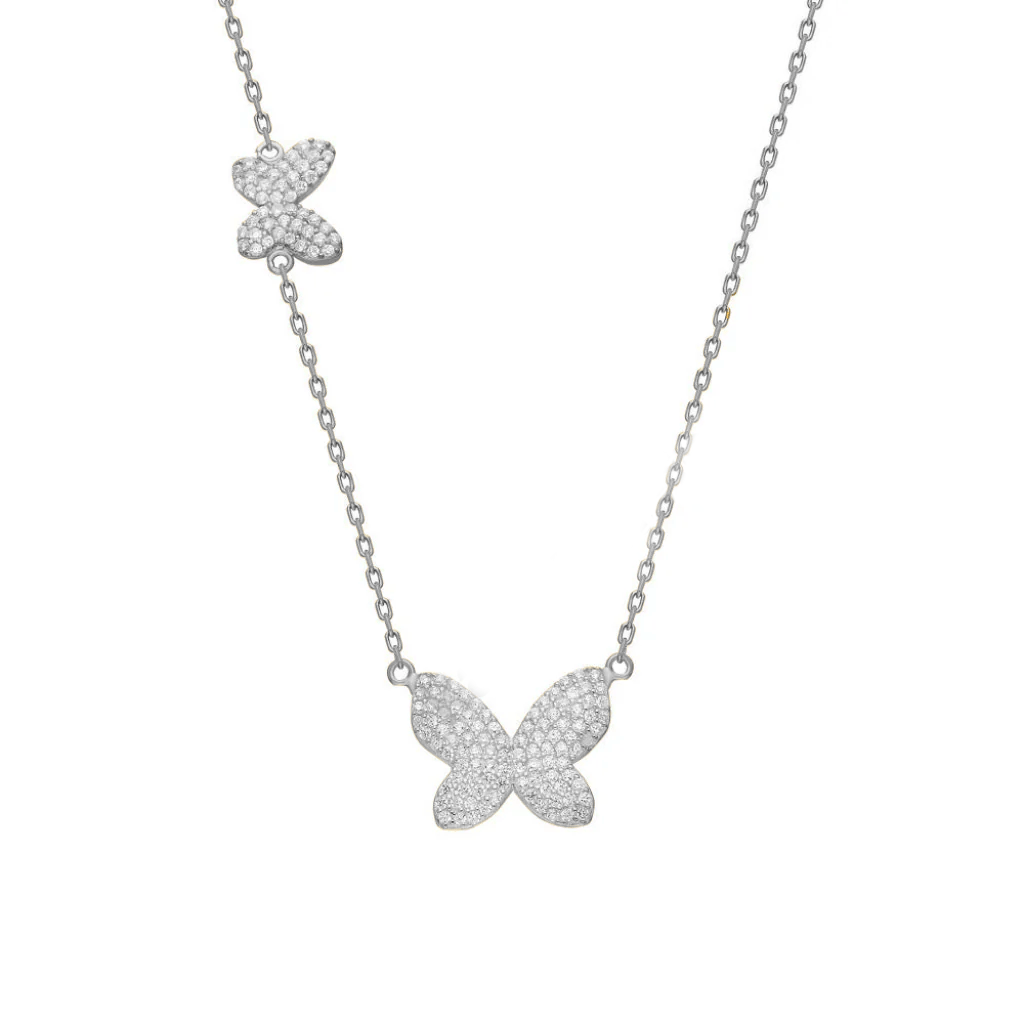 İkili Kelebek Kolye 718011 Silver